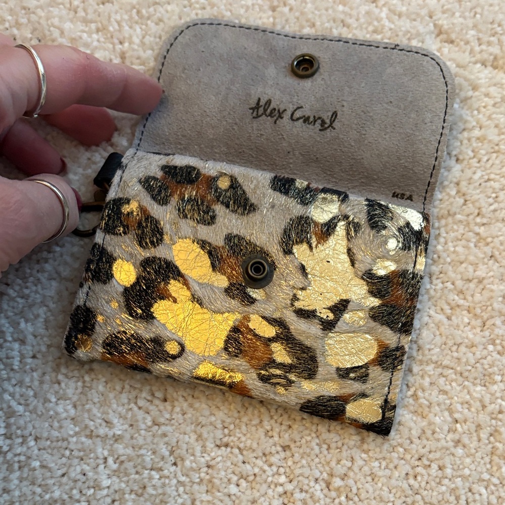 Gold and Black Leopard Print Leather Card Holder- Alex Carol